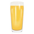 Willi Becher beer glass with light beer for banners, flyers, posters, cards. Lager with foam. Beer day. Alcoholic drinks