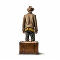 William With Brown Suitcase: A Realistic Sculpture Poster