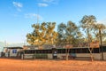 Facade William Creek Hotel in the Outback of South Australia during sunrise