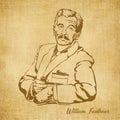 William Faulkner Digital Hand drawn Illustration