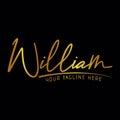 WILLIAM William Beauty vector golden name logo for business company