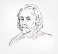 William Harvey famous English physician medical scientist vector sketch illustration