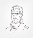 William Henry Harrison usa president vector sketch portrait