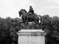 William III statue in Queen Square in Bristol in black and white Royalty Free Stock Photo