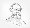 William James was an American philosopher psychologyst theorist vector sketch portrait isolated