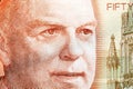 William Lyon Mackenzie King a closeup portrait from Canadian money Royalty Free Stock Photo