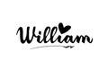 William name text word with love heart hand written for logo typography design template