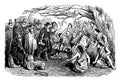 William Penn Purchasing Land from the Delaware Indians,vintage illustration