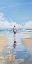 William\'s Beach Walk: A Realistic Portrait Painting With Chrome Reflections Royalty Free Stock Photo