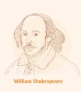 William Shakespeare hand drawing vector illustration