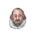 William Shakespeare Head Watercolor Royalty Free Stock Photo