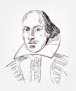 William Shakespeare vector sketch style portrait Royalty Free Stock Photo