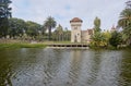 William Tell Monument In the Rodo Park of Montevideo Uruguay. Rodo Park children\'s library castle.