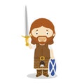 William Wallace cartoon character. Vector Illustration.