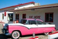 WILLIAMS ARIZONA, USA - AUGUST 14. 2009: View on TwisterÃÂ´s Diner with classic pink car on Route 66
