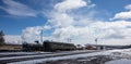 Vintage train wagons at Williams Arizona train station. US Royalty Free Stock Photo