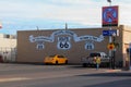 Williams, Arizona / USA - October 06 2012: View of Route 66 symbol over a building wall