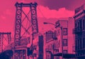 Williamsburg Bridge Brooklyn New York in Pink Royalty Free Stock Photo