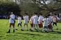 Collonial Williamsburg Re-enactment display. Band marching with fife and drums. Williamsburg, VA, USA. April 11, 2015. Royalty Free Stock Photo