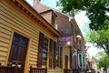 Williamsburg, Virginia, U.S - June 30, 2020 - The view of the street with beautiful colonial homes and stores