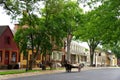 Williamsburg, Virginia - June 30, 2020 - The view of the street with a horse carriage