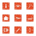 Willingness icons set, grunge style Royalty Free Stock Photo