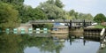 Willington Lock and weir on the river Ouse in Bedfordshire on a sunny day Royalty Free Stock Photo