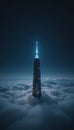 Willis Tower Piercing Clouds at Night Royalty Free Stock Photo
