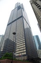 Willis Tower (Sears tower) close up in downtown Chicago. The 2nd tallest building in USA. Royalty Free Stock Photo