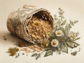 willow bark shavings, chamomile illustration