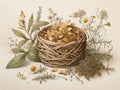 willow bark shavings, chamomile illustration