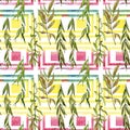 Willow branches pattern in a watercolor style. Royalty Free Stock Photo