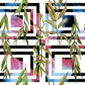 Willow branches pattern in a watercolor style. Royalty Free Stock Photo