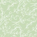 Willow catkins branches hand drawn seamless pattern