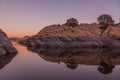 Willow Lake Moonrise Reflection at Sunset Royalty Free Stock Photo