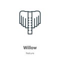 Willow outline vector icon. Thin line black willow icon, flat vector simple element illustration from editable nature concept