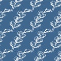 Willow seals pattern white on a blue background Royalty Free Stock Photo