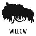 Willow tree icon, simple black style
