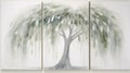 Willow Tree Painting On White Wall - Soft And Airy Compositions Royalty Free Stock Photo