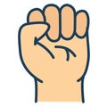 Willpower with fist empowerment single isolated icon with filled line style