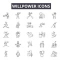 Willpower line icons, signs, vector set, outline illustration concept