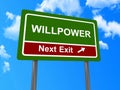Willpower next exit sign Royalty Free Stock Photo
