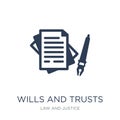 wills and trusts icon. Trendy flat vector wills and trusts icon