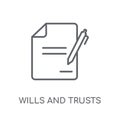 wills and trusts linear icon. Modern outline wills and trusts lo