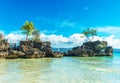 Willy`s rock on the beach at Boracay, Philippines. Copy space for text