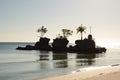 Willys rock silhouette at sunset. White Beach Boracay Island. Aklan. Western Visayas. Philippines Royalty Free Stock Photo