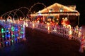 Wilmington, Delaware, U.S.A - December 23, 2018 - A house fully decorated with Christmas lights, illuminated figures and displays
