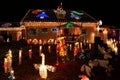 Wilmington, Delaware, U.S.A - December 23, 2018 - A house fully decorated with Christmas lights, illuminated figures and displays