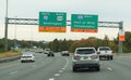 Wilmington, Delaware, U.S.A - October 22, 2021 - The highway signs and traffic on Interstate 95, Route 202 and Interstate 495 Royalty Free Stock Photo