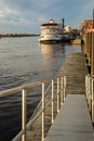 Wilmington NC waterfront and river walk, Cape Fear river.